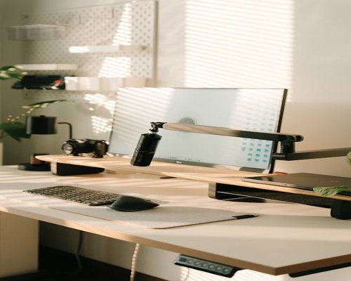 A clean workspace setup with natural light